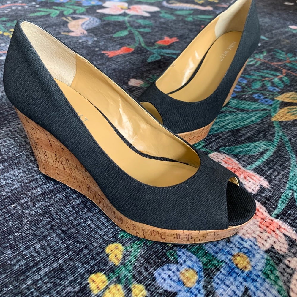 Nine West Black Peep-Toe Wedge